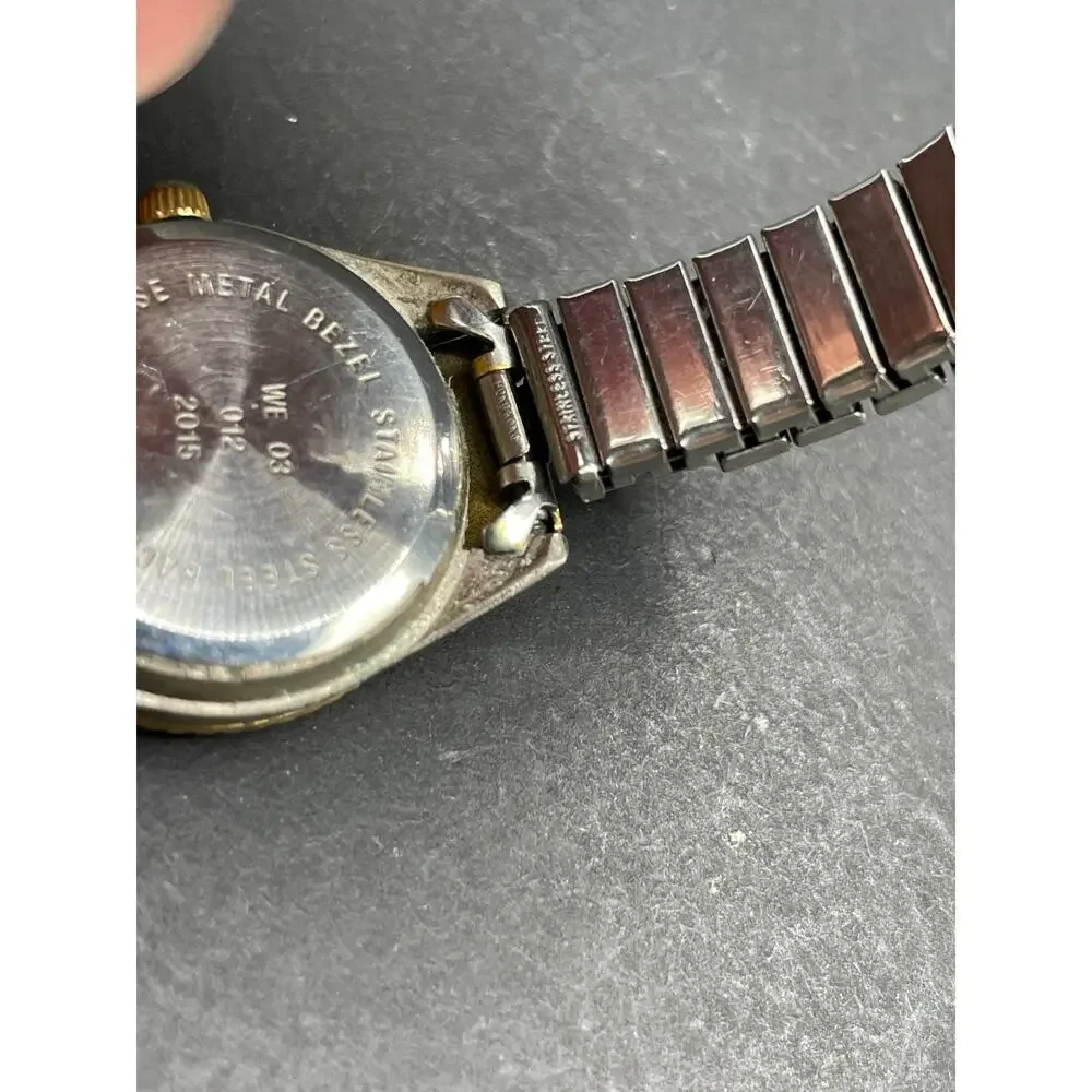 Waltham President Watch Men White Dial Two Tone Date Round 25MM Fluted Bezel